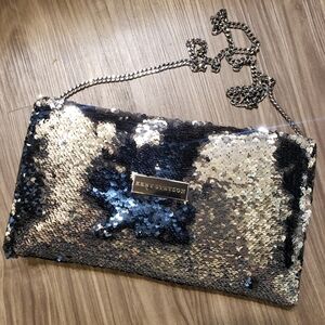 Silver and Blue Paillete clutch crossbody Kent Stetson